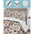 thumbnail image 4 of Dog Paw Summer Quilt Set Twin Size, Soft Microfiber Quilted Bedding Set with 2 Pillow Shams, Vintage Farmhouse Dog Bones Love Heart Lightweight All Season Bedspread Coverlet for Bedroom 68"x86", 4 of 6
