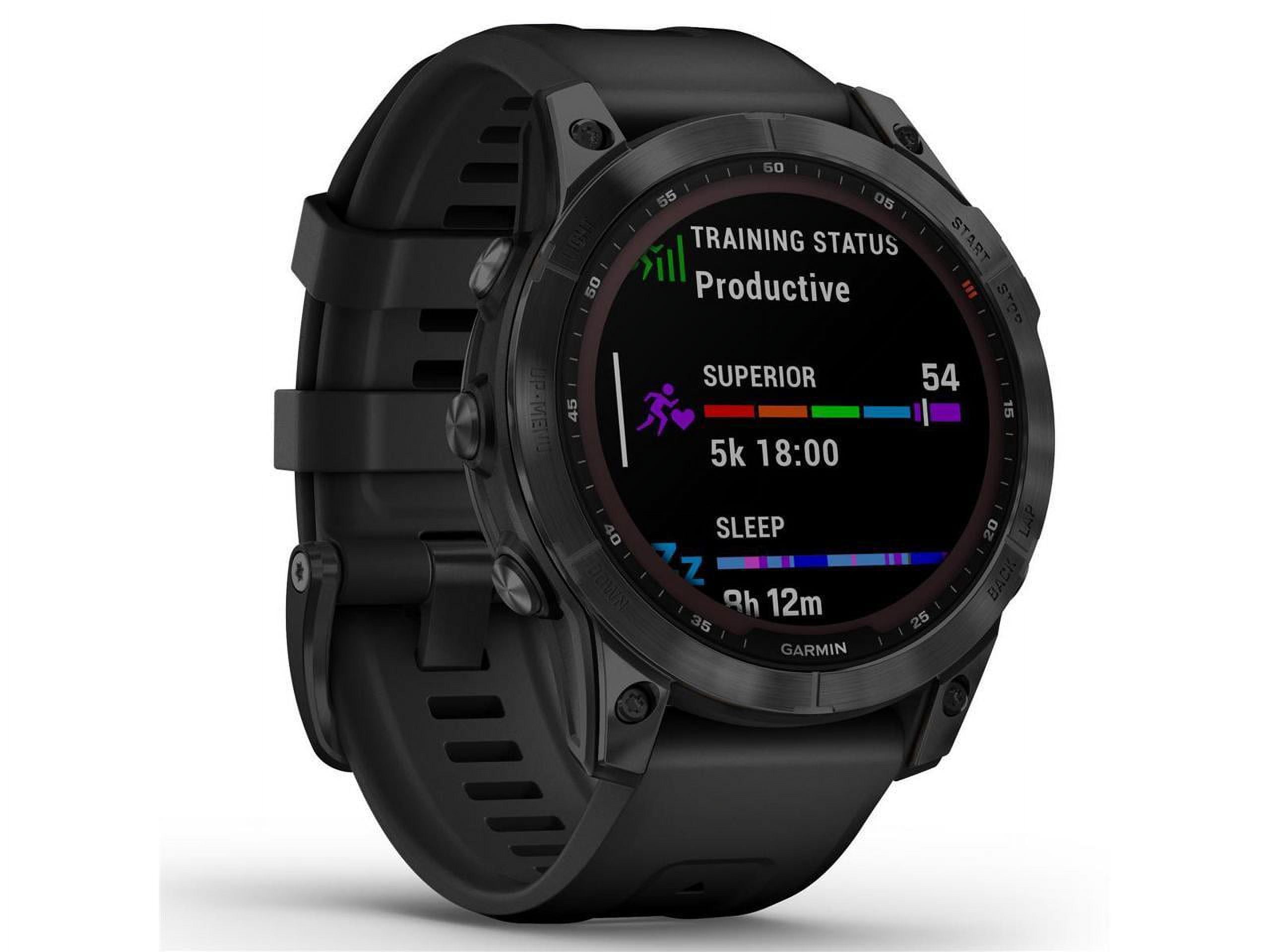 fenix 7 Sapphire Solar, Black DLC Titanium with Black Band