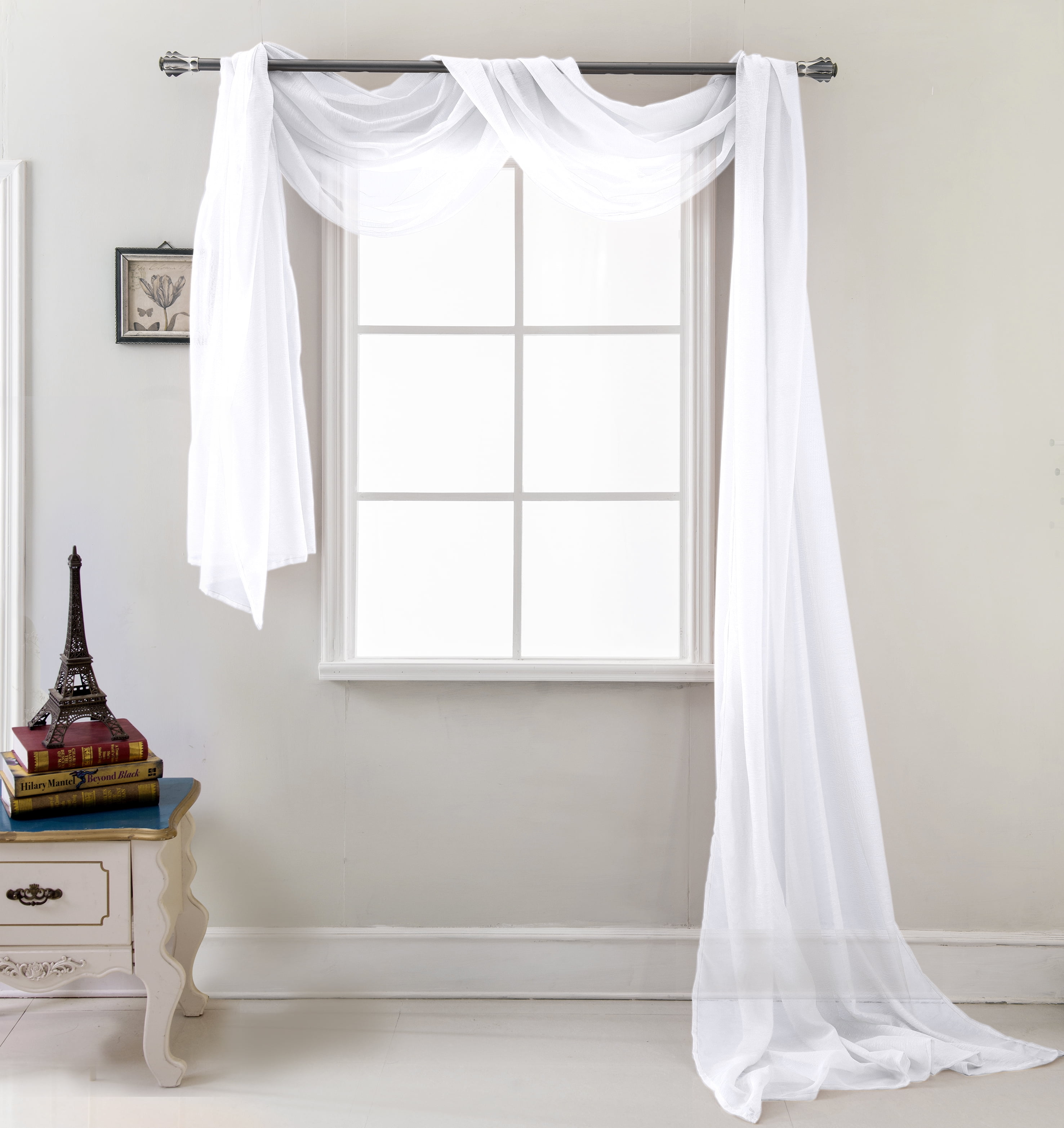 Celine 55 x 216 in. Sheer Curtain Scarf in White