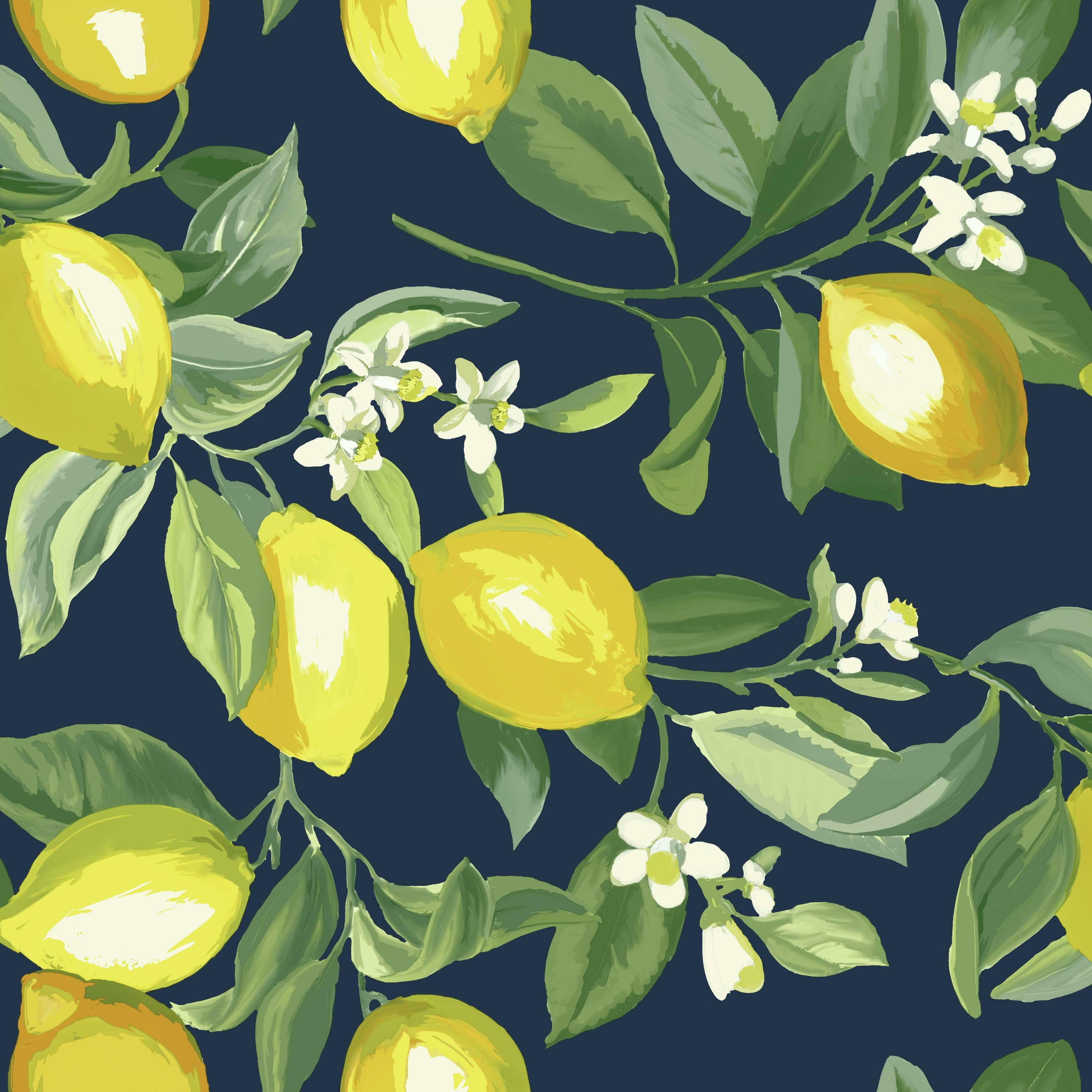 RoomMates Lemon Zest Blue Botanical Peel and Stick Wallpaper RoomMates Lemon Zest Blue Botanical Peel and Stick Wallpaper
