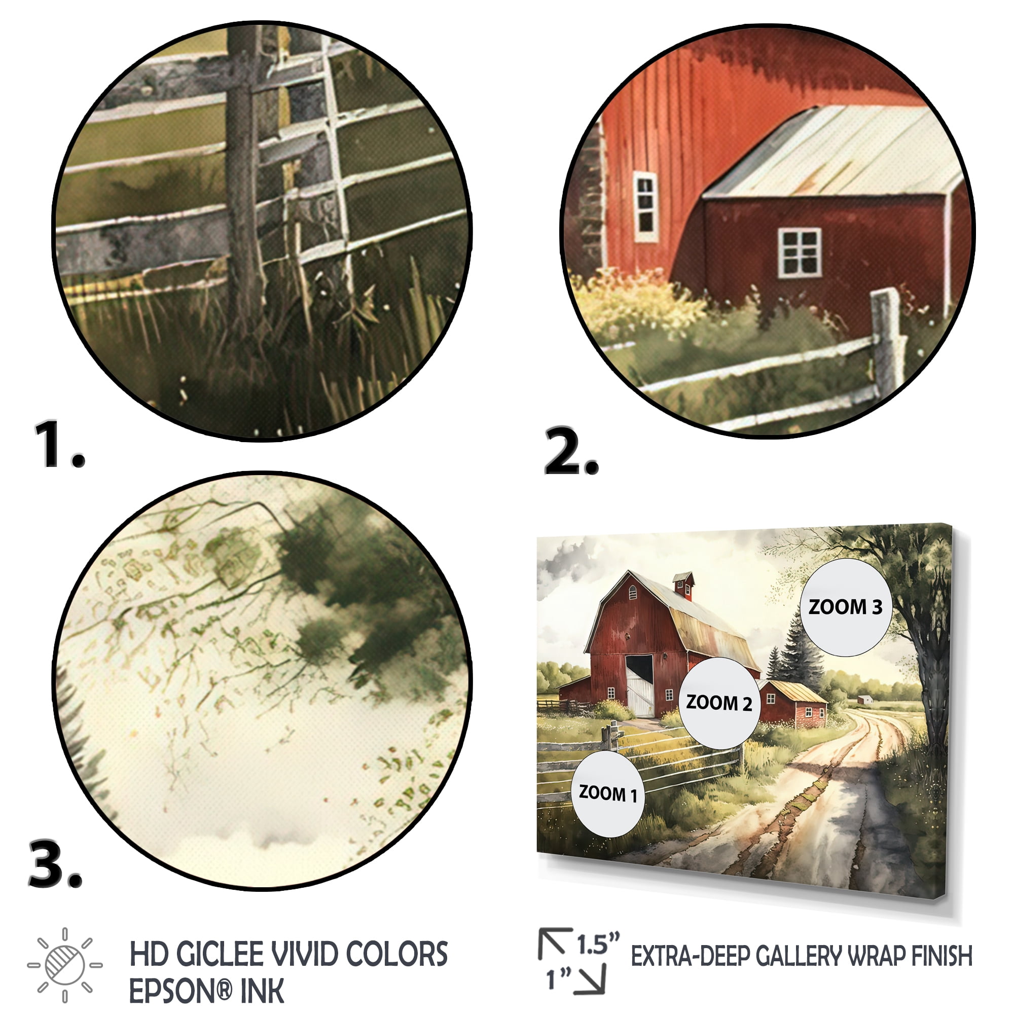 Designart Picturesque Winding Path And Barn II Canvas Wall Art