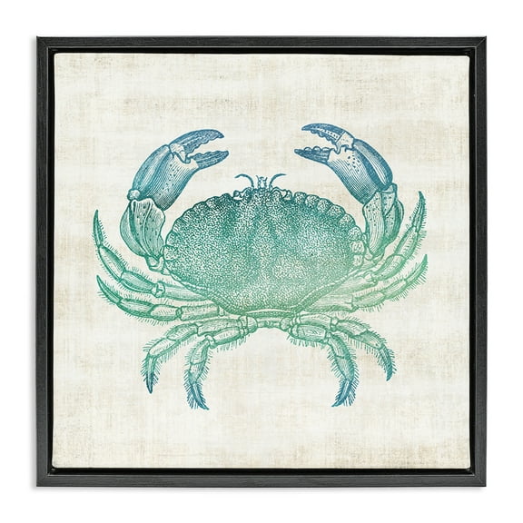 Stupell Industries Ombre Crab Impression Animals Painting Black Floater Framed Canvas Art Print Wall Art, 18 x 18