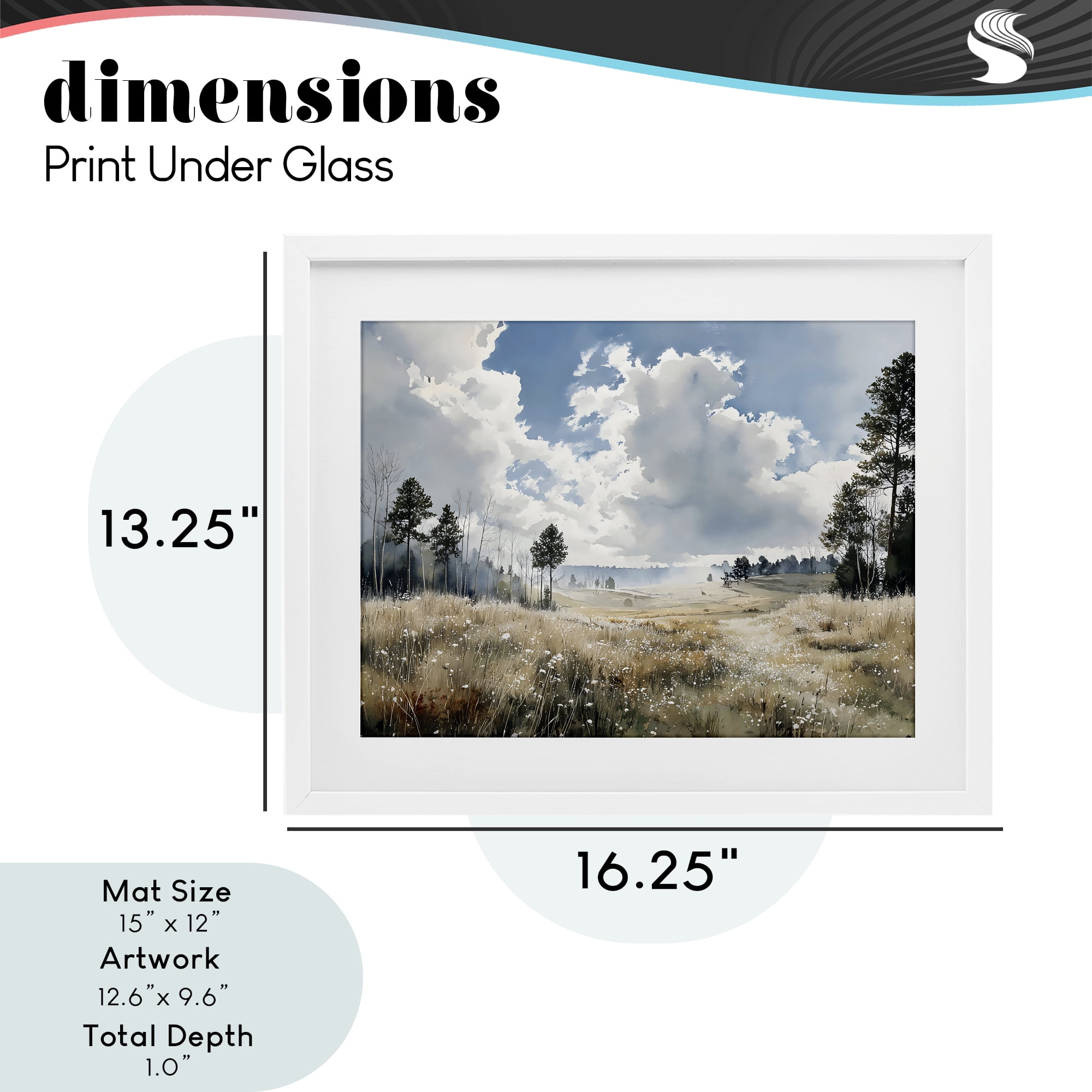 Stupell Industries Blue Kissed Landscape White Framed Print Under Glass, design by Franklyn Gregory