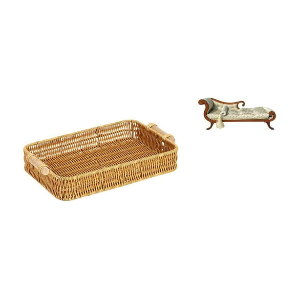 Cesta De Frutas En Miniatura Tejida, Cuenco Para Servir Aperitivos, Plato De Pan De Madera, Sillón De Bricolaje, Banco De Escritorio, Muebles Para Decoración De Habitación De Casa De Muñecas