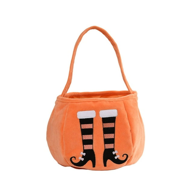 Halloween Candy Tote Bag Festival Lightweight Wear Resistant Portable Firm Stitching Store Candy Huge Load Bearing Cartoon Print Contrast Color Candy Tote Pouch for Kid