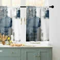 thumbnail image 3 of Kitchen Curtains and Valances Set 3 Piece Kitchen Curtains 36 Inch Length Small Kitchen Window Curtains Over Sink Blue Grey Modern Abstract Art Window Treatment Tiers for Window Decor, Blue, 3 of 6