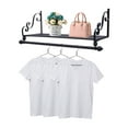 thumbnail image 3 of Wuzstar Wrought Iron Clothes Rack with Top Shelf Wall Mounted Storage Shelf Rack Metal Space-Saving Dispaly Hanging Clothing Rack, 3 of 11