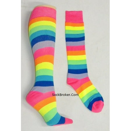 Angelina - Neon Rainbow Striped Knee high Socks - Walmart.com