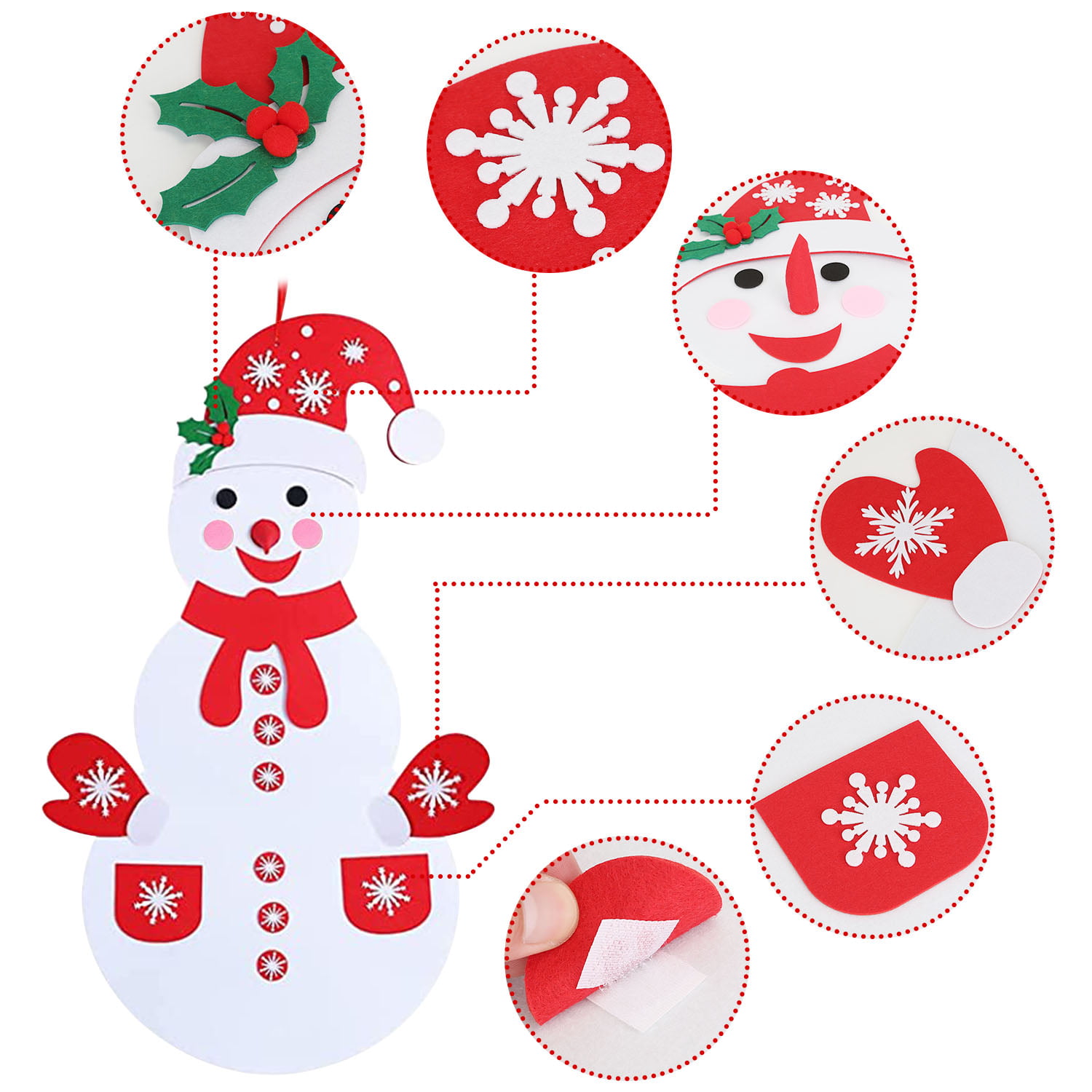  ULTNICE DIY Felt Christmas Snowman Game Set with Detachable  Ornaments Wall Hanging Ornament Xmas Gifts for Christmas Decorations : Home  & Kitchen