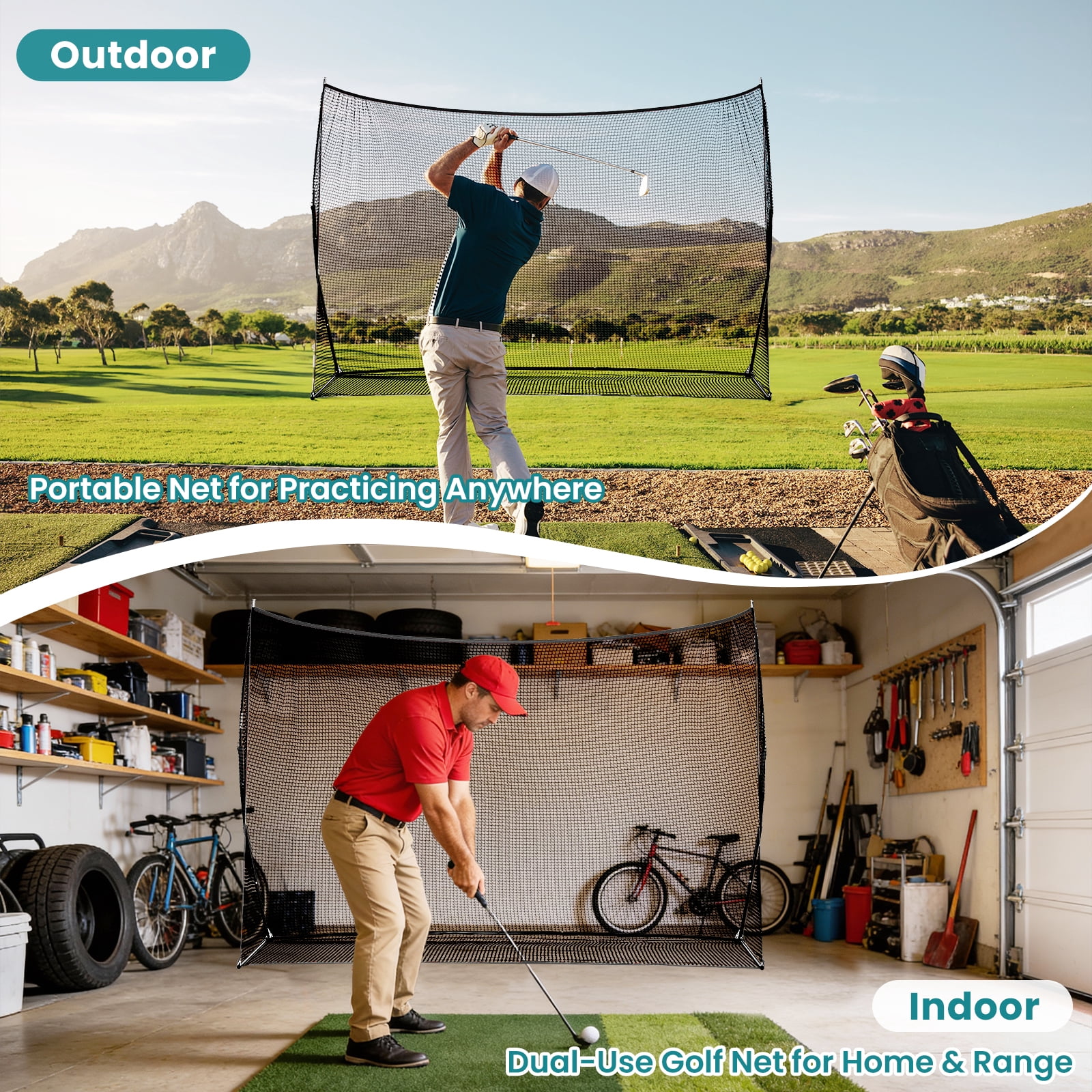 Gianna 10'x7' Golf Practice Net with Frame, Sturdy Indoor and Outdoor Golf Hitting Net for Home, Garage, or Backyard Driving Range