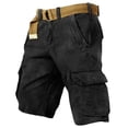 thumbnail image 4 of XEGLSBU Men Cargo Shorts Relaxed Fit Summer Solid Button Front Casual Shorts for Big & Tall Breathable Comfortable Daily Wear Black Size XL, 4 of 4