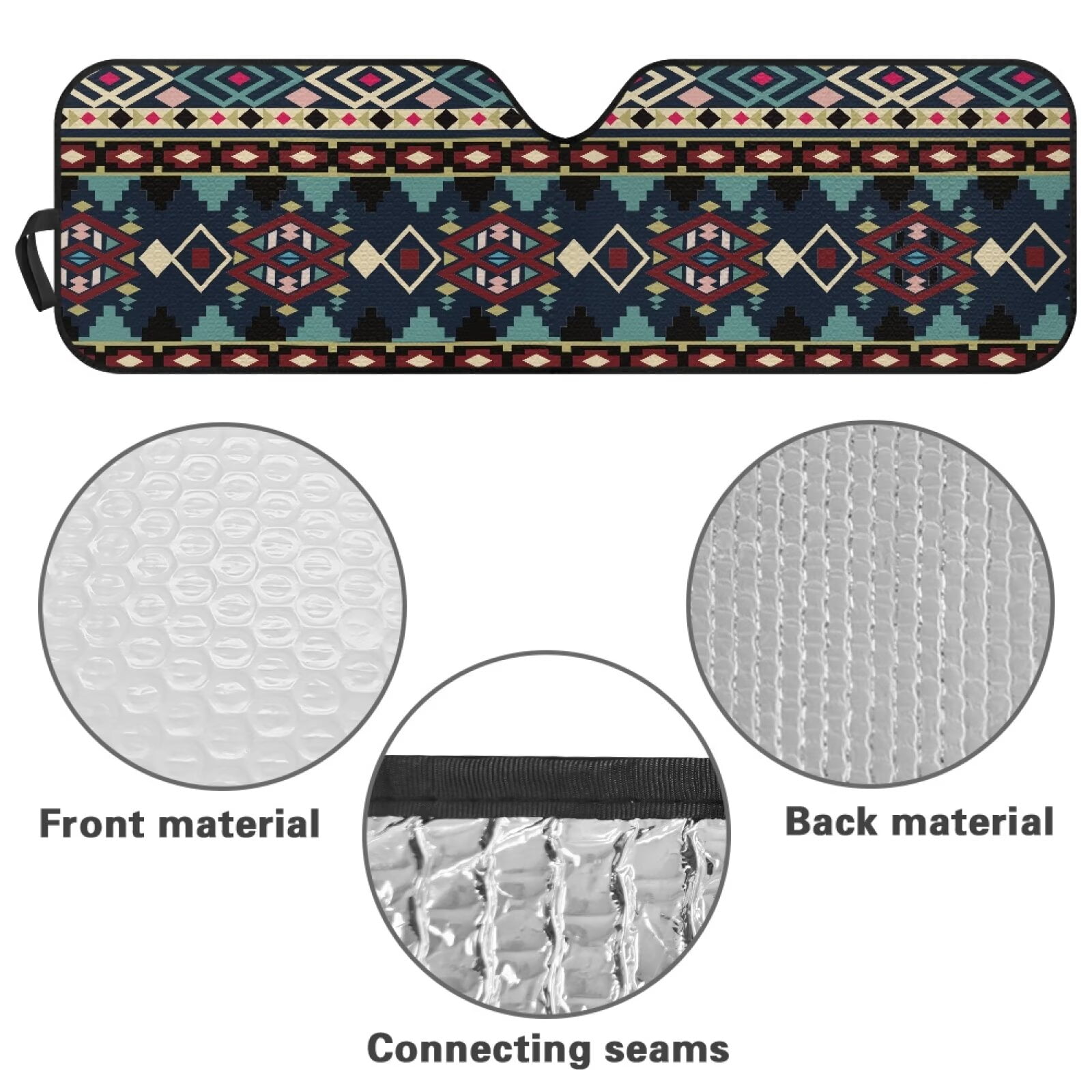 HUIAOCNG Aztec Tribal Windshield Sun Shade for 2018-2024 Jeep Wrangler JL JLU & Gladiator JT, Sunshades Heat Shield, Aluminum Foil Triple Laminate Structure, Silver