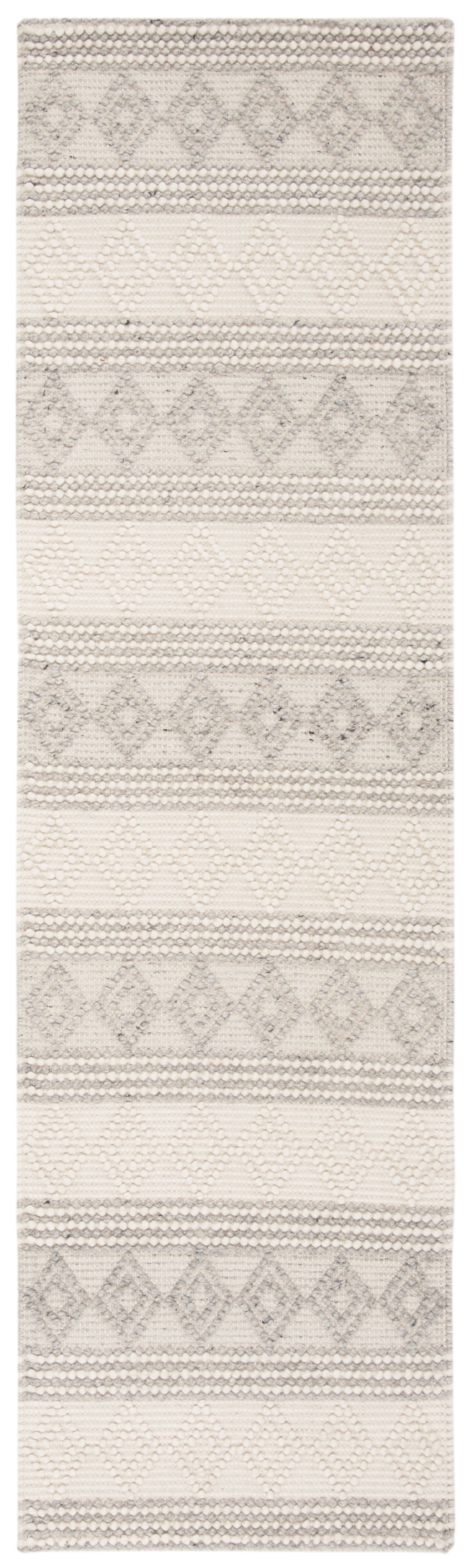 SAFAVIEH Natura York Geometric Striped Braided Jute Runner Rug, Grey/Ivory, 2' x 14'