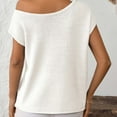 thumbnail image 5 of Fesfesfes Women's Fashion Tops Casual Fall Spring Solid Color off Shoulder Short Sleeve Pullover Knit Sweater Comfy Daily Wearing Clothes(White,M), 5 of 6