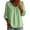 Green, variant on Women's Ruffled Peter Pan Collar Tops Preppy Casual Front Gathered Pleats 3/4 Balloon Puff Sleeve Blouses Lightweight Soft Cotton Linen Solid Color Shirts XXL