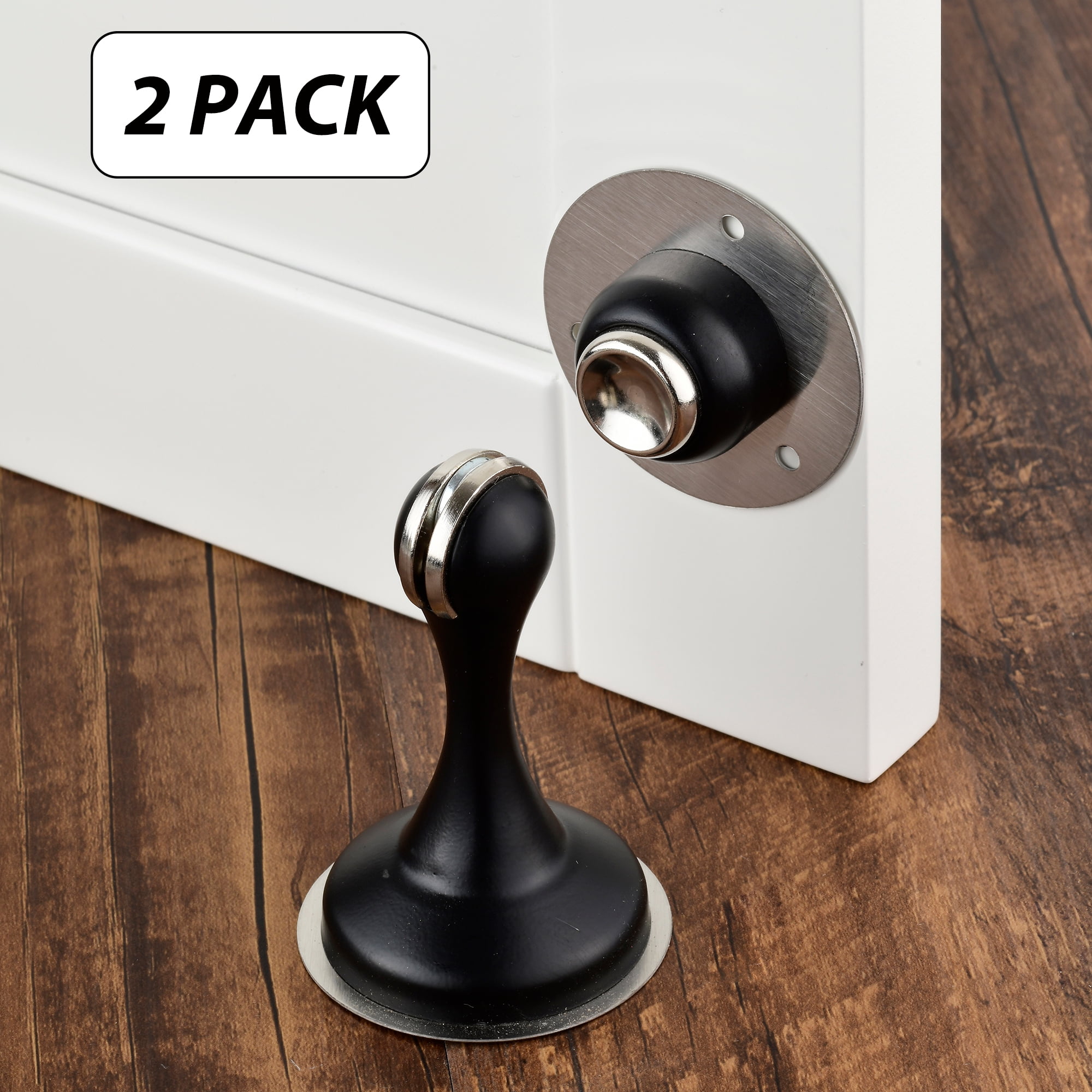 Door Stop Black Set of 2 No Drilling Home Office Door stop