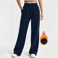thumbnail image 2 of Women's Autumn Winter Solid Sweatpants Slit Long Trousers with Pockets, Comfortable Casual Bottoms, 2 of 8