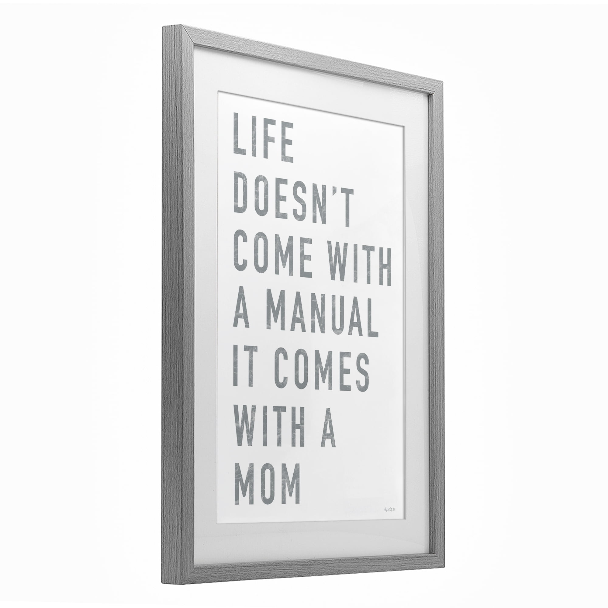 Stupell Industries Life Manual Is Mom Gray Framed Print Under Glass, design by Elizabeth Tyndall
