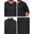thumbnail image 7 of DARING DIVA Men's Striped Summer Short Sleeve Knitted See Through Shirts 2XL Black, 7 of 7