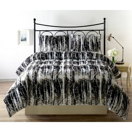 Silhuett 3pc Comforter King Size Down Alternative Forest Print