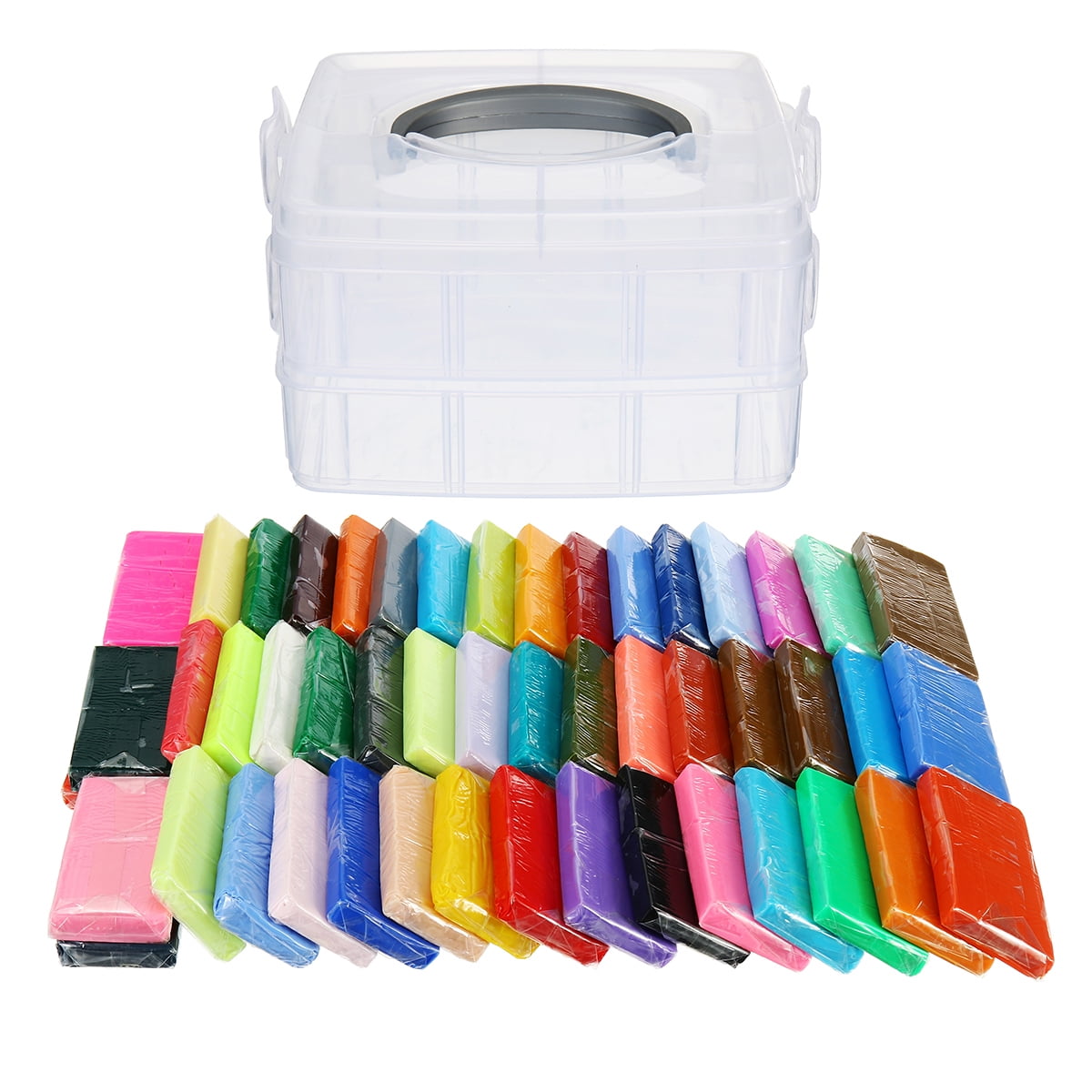 50Color Blocks Polymer Clay Set with Box +Tools Clay Kit Mud Kids Child