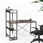 FurnitureR Computer Desk with 4 Tiers Shelf