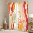 thumbnail image 3 of Feelyou Orange Groovy Flower Blackout Curtains Set of 2 (52x84 Each), Cartoon Rustic Daisy Window Curtains, Kawaii Rainbow Print Curtains and Drapes, Black Out Curtains Decor, 3 of 6