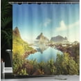 thumbnail image 4 of Ambesonne Scenery Shower Curtain, Sunny Fall Day Image, 69"Wx84"L, Green Blue, 4 of 5