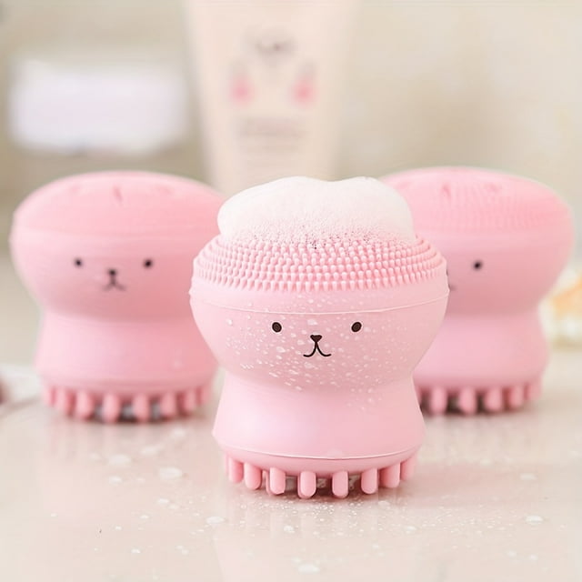 Soft Silicone Facial Cleaning Brush - Small Octopus Design for Deep Pore Cleaning & Skin-Revitalizing Massage - Perfect Daily Grooming Tool