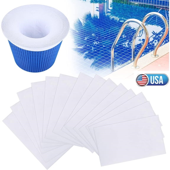 60 Pack Pool Filter Socks, 8" x 7" Reusable Nylon Mesh Skimmer Basket Filters for Debris Protection