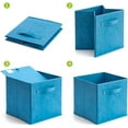 thumbnail image 4 of EZOWare Set of 4 Foldable Fabric Basket Bins with Handle 10.5X10.5X11 inch, Organiser Storage Cube for Nursery and Kids Playroom Toy Organizing- Niagara Blue, 4 of 8