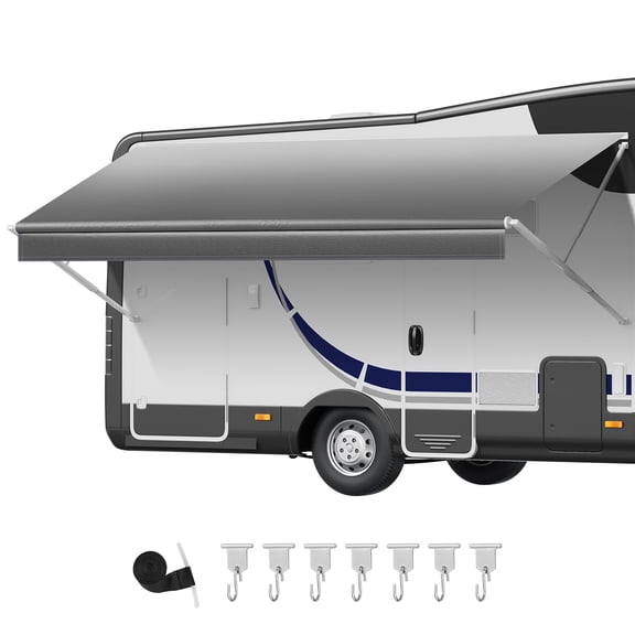 KFFKFF RV Awning Fabric Replacement, 18' (Fabric 17'2") 18 oz Durable Weather-Resistant Vinyl Camper Awning, UPF50 Sun Protection and Waterproof Outdoor Canopy for RVs, Motorhomes, Trailers