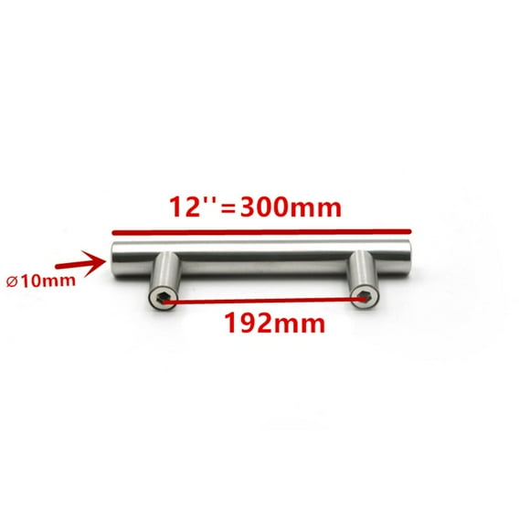 2~14Inches Stainless Steel Silver T-Type Drawer Cabinet Wardrobe Door Pull Handl 12 Inches