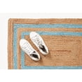 thumbnail image 2 of Rectangle Rug Natural Jute Rug Hand Braided Beige and Turquoise Border Color Area Rug, 2 of 5