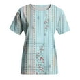 thumbnail image 5 of Wycnly Womens Tops Dressy Casual Breathable Comfy Loose Fit Ladies Vintage Pullover Tshirts Summer Short Sleeve Round Neck Tops Floral Print Blouse Light Blue m, 5 of 5