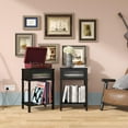 thumbnail image 4 of End Table Black, 2 Tier Record Player Stand with Storage, Side Table with Record Holder Up to 100 Albums, Turntable Stand for Vinyl,Records Shelf for Living Room Bedroom nightstand, 4 of 11