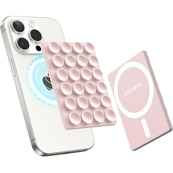 Magnetic Suction Phone Mount for MagSafe Case, Silicone Octo Cup Buddy Sticky Grip Holder for iPhone, Removable Hands-Free Selfie/Video for TikTok Influencers, Women Gift, Light Pink