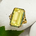 thumbnail image 4 of Ross-Simons 18.00 Carat Lemon Quartz and .30 ct. t.w. Tsavorite Ring With Black Enamel in 18kt Gold Over Sterling, Women's, Adult, 4 of 5