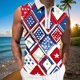 thumbnail image 2 of Camisas de Suéter para Hombre, Moda Casual sin Mangas, Cremallera de Impresión Turndown Tanque Deportivo, 2 of 5