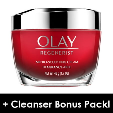 Olay Regenerist Micro-Sculpting Cream Face Moisturizer, Fragrance-Free 1.7 oz + Daily Facial Dry Cleansing Cloths, 7
