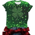 thumbnail image 5 of Tnhcen Women's St. Patrick's Day Four Leaf Clover Print Short Sleeve Round Neck Green Top, S-5XL Plus Size Soft Stretchy Casual Holiday Outfit Shirt – Festive Shamrock Design, 5 of 6