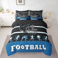 thumbnail image 2 of Feelyou Eat Sleep Sports Bedding Comforter Set 7pcs, Black Blue Football Helmet King Bedding Sets, Teens Kids Boys Girls Reversible Bed Sheets, Ultra Soft Bedroom Decor, 2 of 7