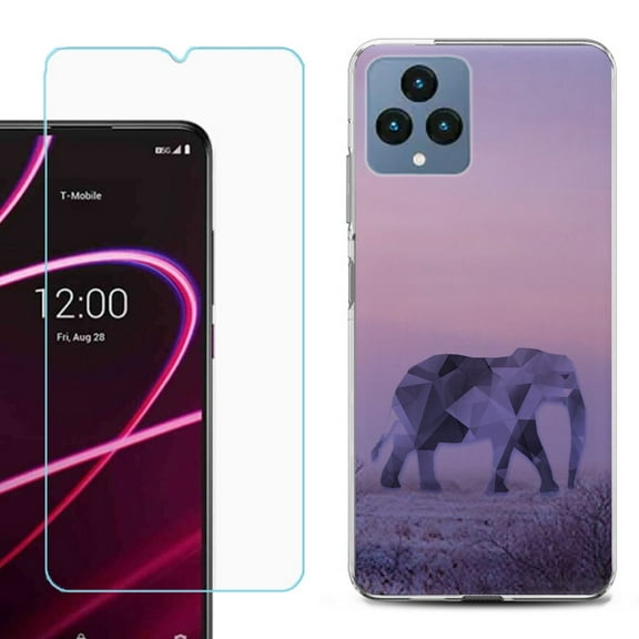 OneToughShield ® for T-Mobile Revvl 6x 5G Shockproof Phone Case, with Tempered Glass Screen Protector - Twilight Elephant