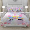 TeasBank Fantasy Unicorn 3D Printed Duvet Cover Set Blooming Pink