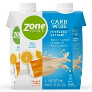 ZonePerfect Carb Wise High-Protein Shakes, Orange Cream Flavor, For A Low Carb Lifestyle, With 30g Protein, 11 fl oz, 4 Count