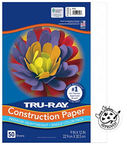 Pacon Tru-Ray Heavyweight Construction Paper, White, 9' x 12', 50 Sheets