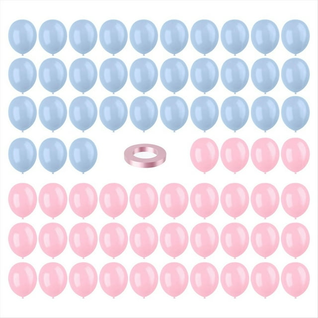 Globos de Látex de Color Rosa y Azul, 67 Unidades de Globos de Revelación de Género de Color Rosa y Azul de 12 Pulgadas para Reunión de Cumpleaños, Baby Shower