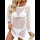 thumbnail image 2 of Vestido de Crochet de Gran Tamaño para Mujer, con Cuello y Aberturas, para Verano un Tamaño, 2 of 10