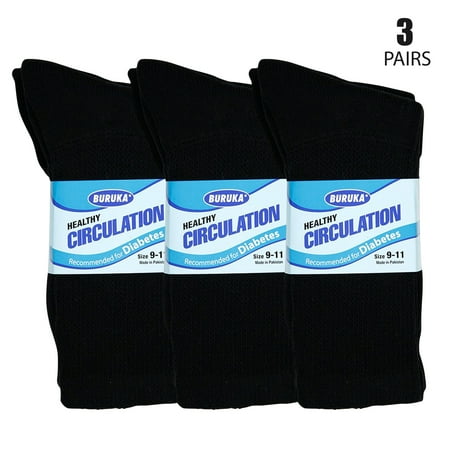 Unisex Diabetic Crew Circulatory Non-Elastic Cotton Socks for Mens & Womens (3 Pairs Black  10-13) price history on PriceWatchPro