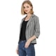 thumbnail image 2 of Blazer De Solapa Con Muescas Y Mangas 3/4 A Rayas Para Mujer Gris oscuro XS, 2 of 6